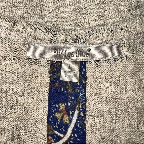 Miss Me Women’s Lace-Like Beaded Cardigan Top Sheer Paisley Insert Large NWOTs - Picture 8 of 14